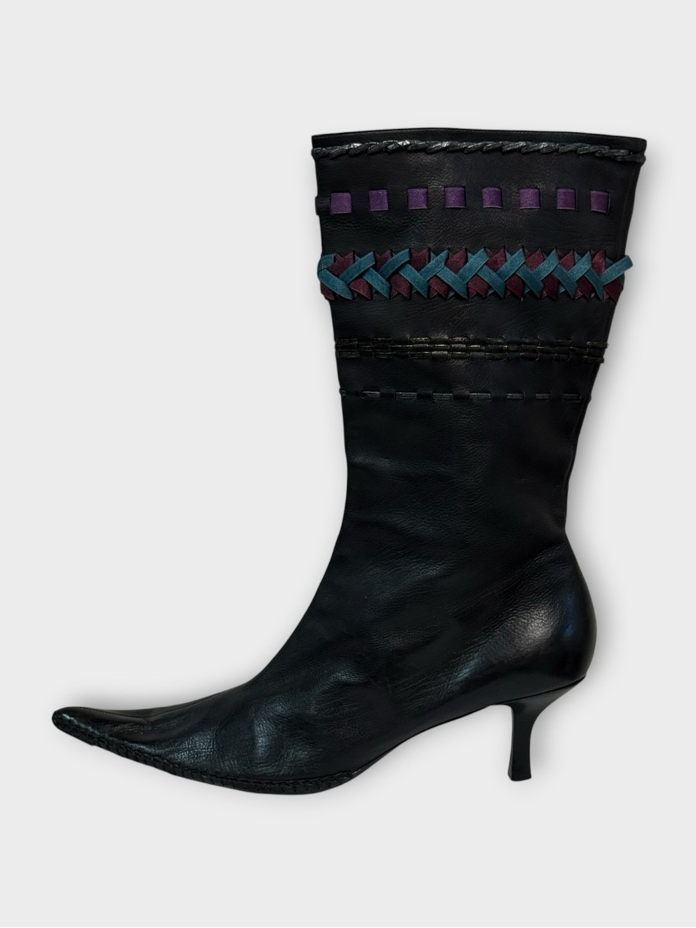 Nine West Studio Woven Detail Kitten Boots